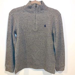 Polo Ralph Lauren Gray Estate-Rib Quarter- Zip Pullover Sweater